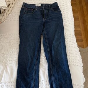 Abercrombie & Fitch Women's Deep Blue Straight Leg Jeans